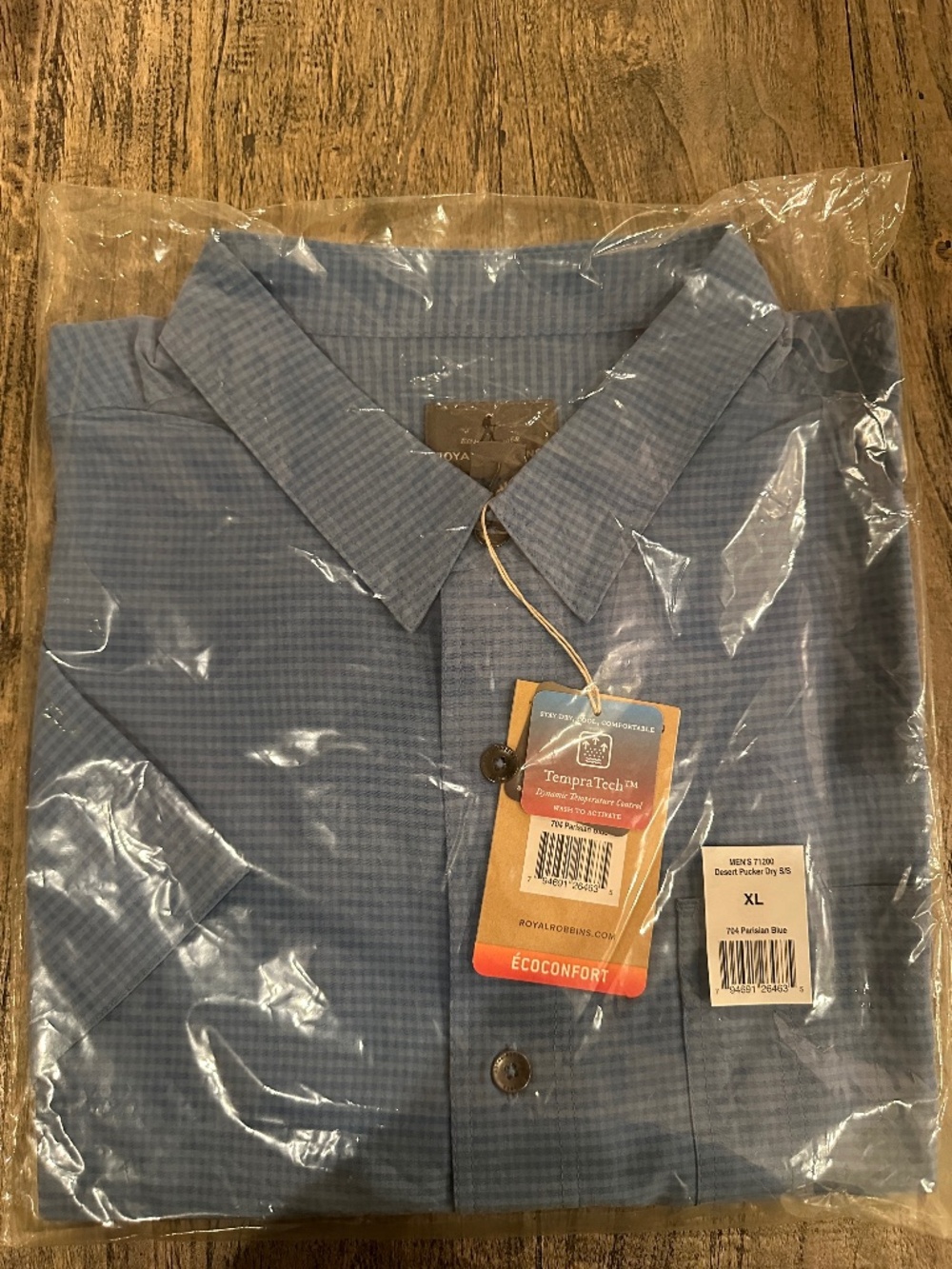 NWT Royal Robbins Men's Desert Pucker Dry S/S shirt-size XL/Color: Parisian Blue